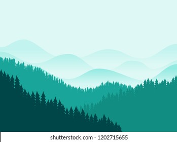 Forest and mountains vector landscape