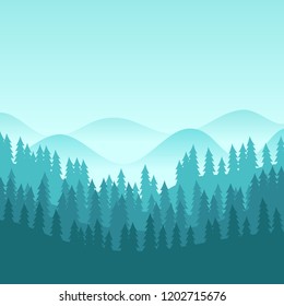 Forest and mountains vector landscape