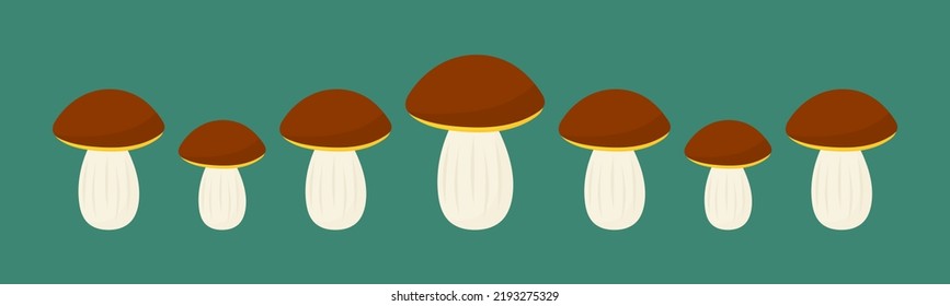 Forest Mushroom Border. Autumn Mushrooms. Vector Illustration.