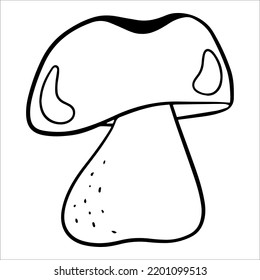 forest mushroom with a brown cap. woodland isolated edible mushroom. autumn gifts of the forest. hand-drawn doodle illustration. Vegetarian food, proper nutrition
