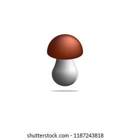 Forest mushroom with brown hat. 3D icon. Simple illustration. Vector illustration.