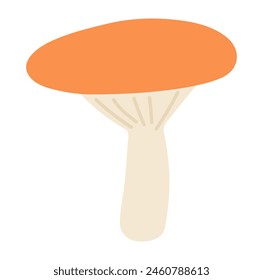 Forest mushroom in flat design. Autumn chanterelle fungus with orange cap. Vector illustration isolated.