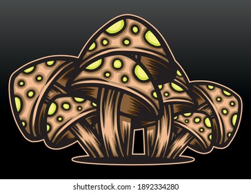 Forest mushroom illustration. Premium vector