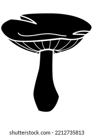 Forest mushroom Lactarius - vector silhouette picture for logo or pictogram. Forest edible mushroom for sign or icon