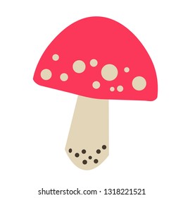 forest mushroom simple color illustration. Icon, graphic symbol, part of image design , forest wildlife related items