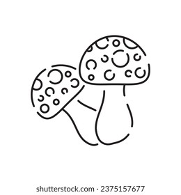 Forest mushroom vector line icon. Outline forest mushroom vector icon for web design isolated on white background