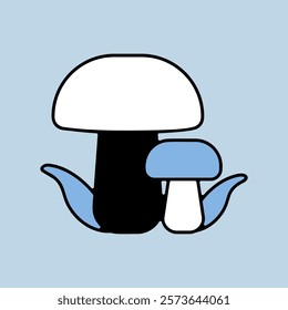 Forest mushrooms with a green grass vector icon. Camping and Hiking sign. Graph symbol for travel and tourism web site and apps design, logo, app, UI
