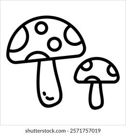 Forest Mushrooms Icon Element For Design