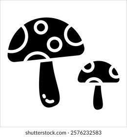 Forest Mushrooms Icon Element For Design