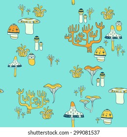 forest mushrooms. seamless pattern