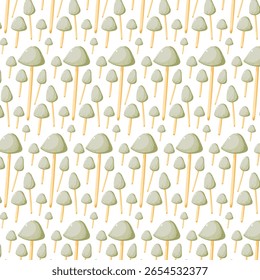 Forest Mushrooms Seamless Pattern. Autumn Mushrooms Seamless Background. Vector Illustrations