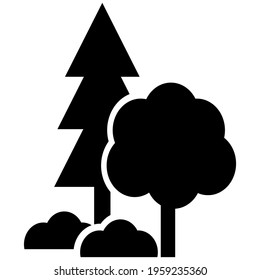 Forest, Natural Protected Area, Black Vector Icon