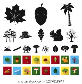 Forest and nature black,flat icons in set collection for design. Forest life vector symbol stock web illustration.