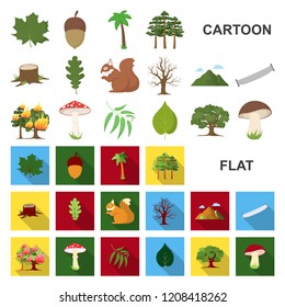 Forest and nature cartoon icons in set collection for design. Forest life vector symbol stock web illustration.