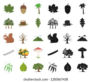 Forest and nature cartoon,black icons in set collection for design. Forest life vector symbol stock web illustration.