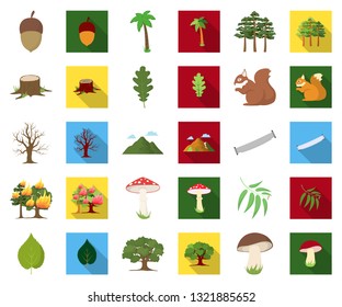 Forest and nature cartoon,flat icons in set collection for design. Forest life vector symbol stock web illustration.
