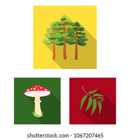 Forest and nature flat icons in set collection for design. Forest life vector symbol stock web illustration.
