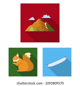 Forest and nature flat icons in set collection for design. Forest life vector symbol stock web illustration.