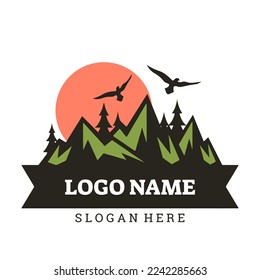 forest nature logo for recreation place promotion or campaign