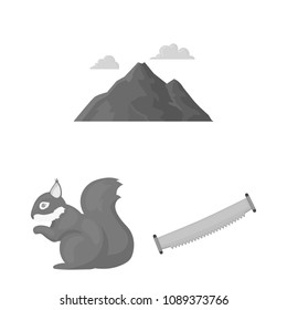 Forest and nature monochrome icons in set collection for design. Forest life vector symbol stock web illustration.