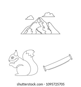 Forest and nature outline icons in set collection for design. Forest life vector symbol stock web illustration.