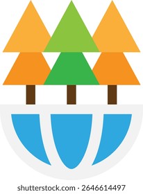 Ilustração plana do vetor do ícone da árvore da natureza da floresta
