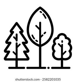 Forest Nature Trees Outline Icon Isolated On White Background
