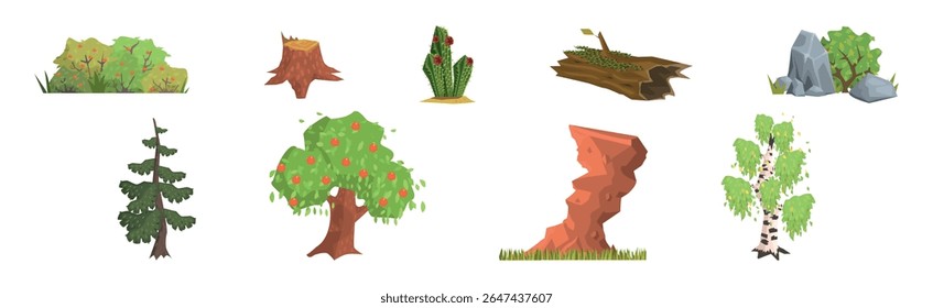 Conjunto de vetores de elementos exteriores da floresta e da floresta