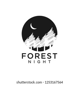 Forest night logo design template vector