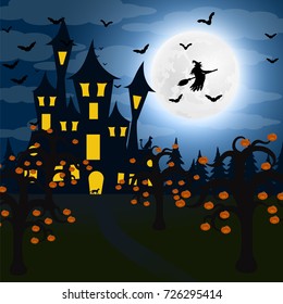 Forest at night on Halloween