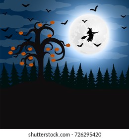 Forest at night on Halloween