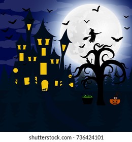 Forest at night on Halloween
