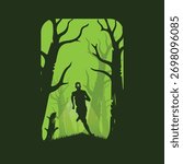 forest night running for logo vector image