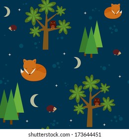 Forest night seamless wallpaper