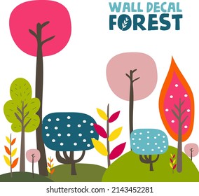 Forest Nursery Wallpaper, Minimal Wall Mural for kids Woodland wallpaper