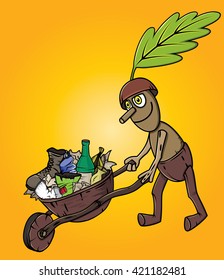 
forest oak man cleaning garbage waste trash
