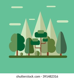 forest on the background of high mountains