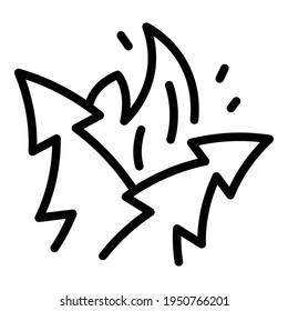 Icono de Bosque en llamas. Bosque de contorno en el icono del vector de fuego para el diseño web aislado en fondo blanco