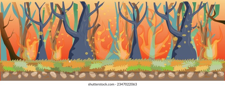Forest on Fire Landscape Game Background