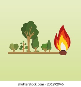 Forest on a match with fire risk. vector