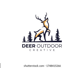 Forest Outdoor Deer  Elk Antelope Logo Ilustration