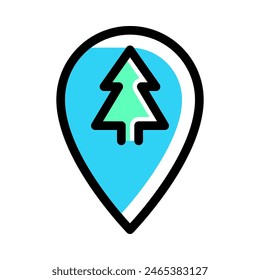 Forest outdoor location icon vector illustration in colored outline