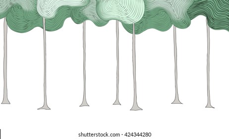 Forest outline hand draw