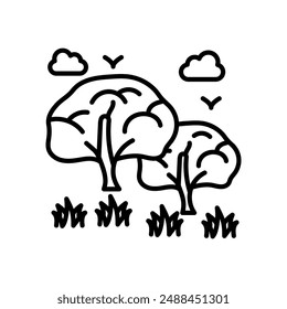 Forest Outline Icon, Vector illustration