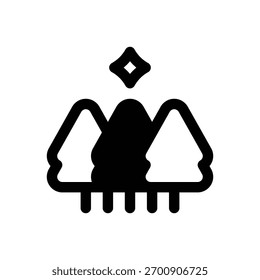 Forest. Outlined stroke vector icon with black-filled details.