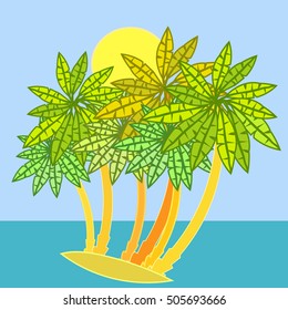 forest of palm trees on the island vector illustration