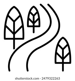 Forest, park, landscape icon in thin line style Vector illustration graphic design