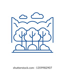 Forest park line icon concept. Forest park flat  vector symbol, sign, outline illustration.