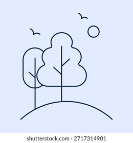 Forest and Park Tree Line Icon with Editable Stroke Vector Illustration