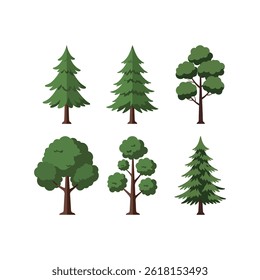 Bosque y árboles del parque Vector Iconos